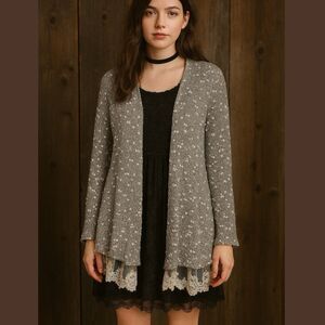 Womens Open Knit Fairy Grunge Cardigan M Soft Romantic Ethereal Lace Grandma